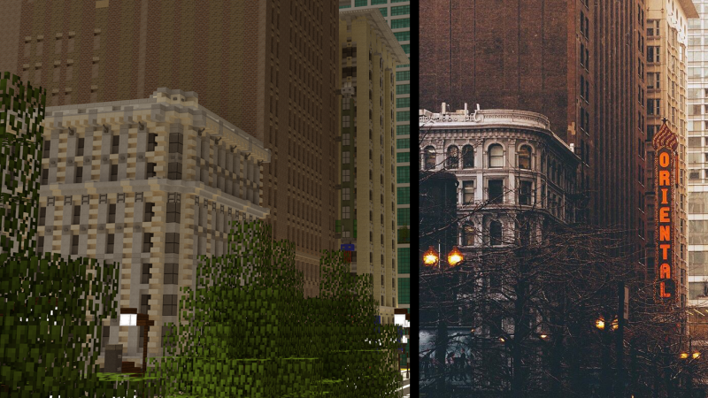Illustration for article titled Un grupo de jugadores de Minecraft está recreando Chicago palmo a palmo, y el resultado es espectacular